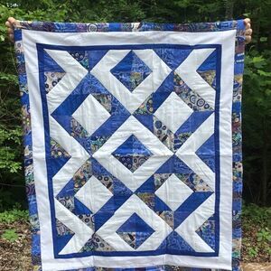 NWT Hand Crafted Blue Aboriginal Prints Quilt